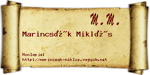 Marincsák Miklós névjegykártya
